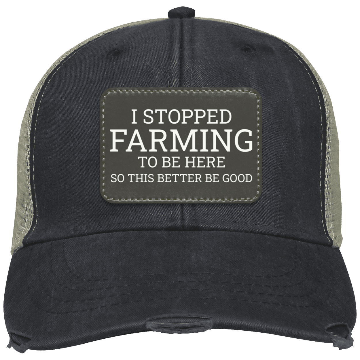 I stopped farming to be here distressed cap - black