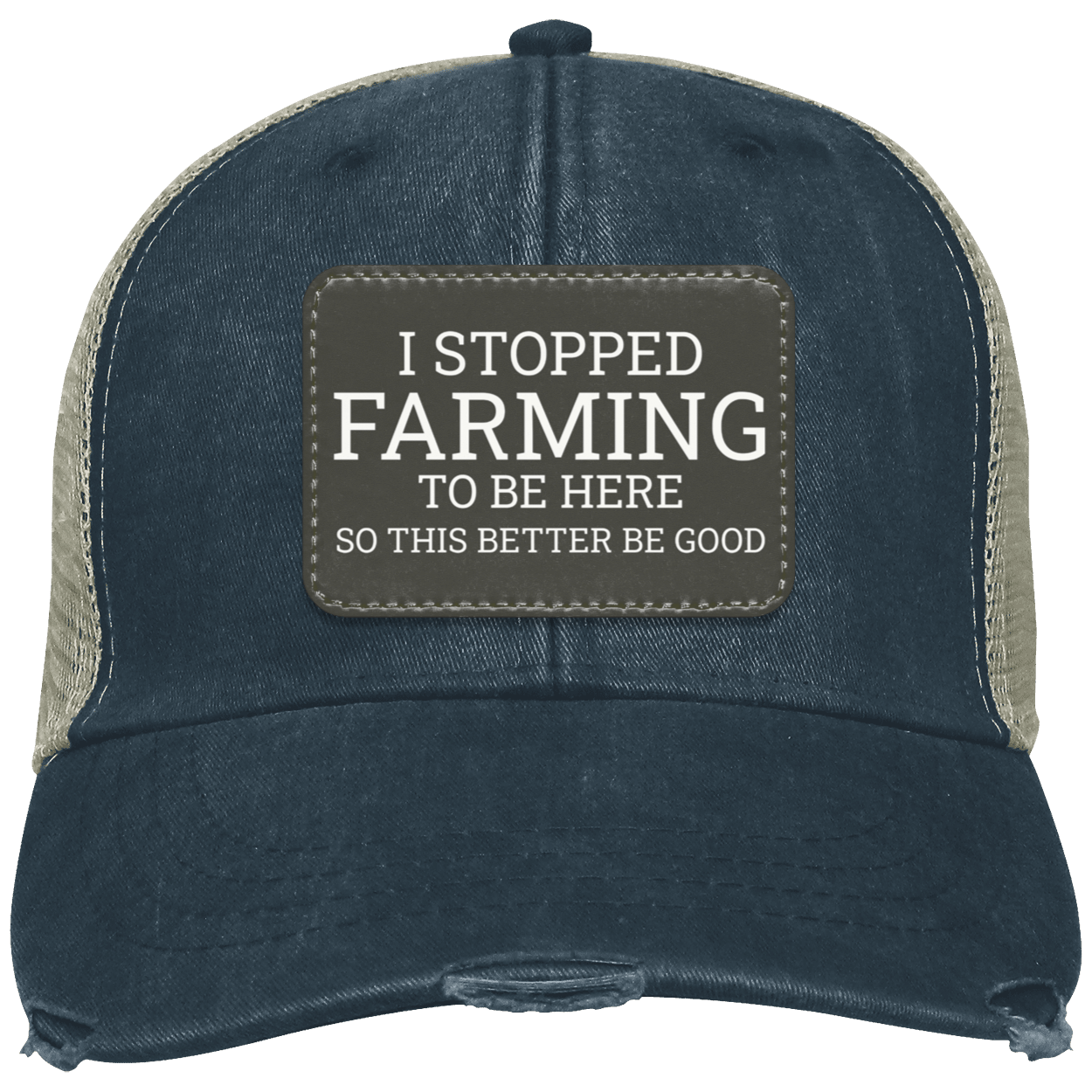 I stopped farming to be here distressed cap - navy