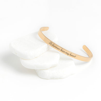 A Farmer Has My Heart Cuff Bracelet