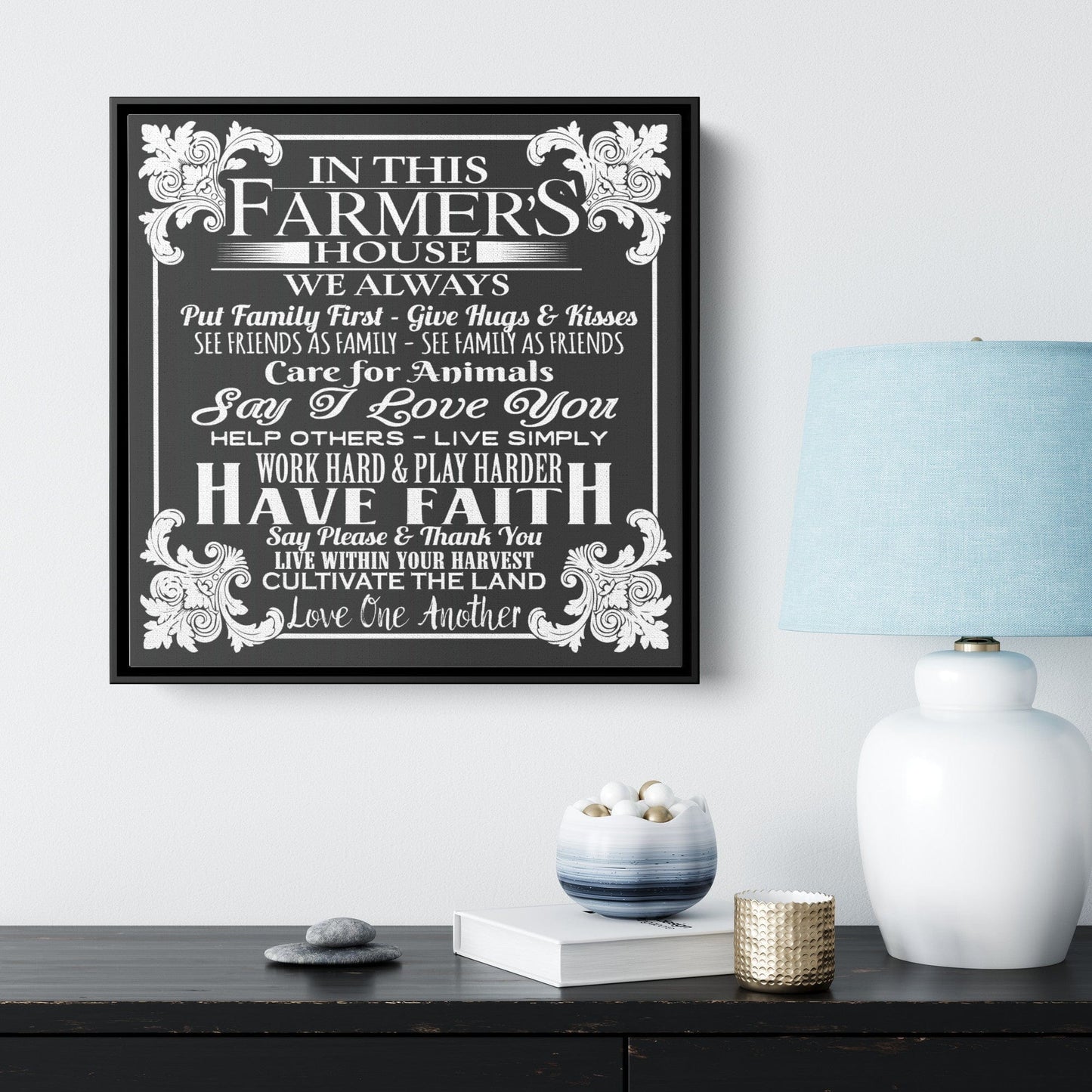 In This Farmer's House - Framed Canvas