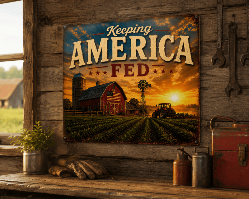 Keeping America Fed - 12"x12" Premium Metal Sign (Made in the USA)