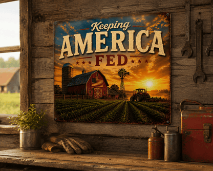 Keeping America Fed - 12"x12" Premium Metal Sign (Made in the USA)