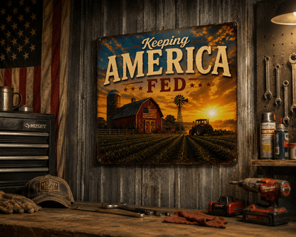 Keeping America Fed - 12"x12" Premium Metal Sign (Made in the USA)