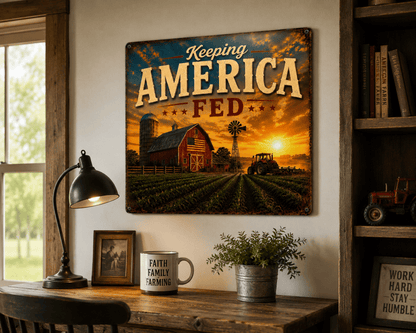 Keeping America Fed - 12"x12" Premium Metal Sign (Made in the USA)