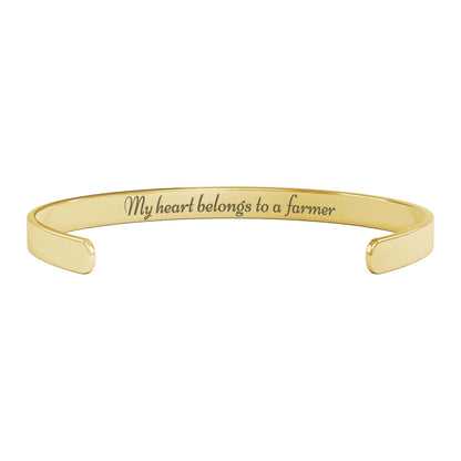 My Heart Belongs To a Farmer Cuff Bracelet