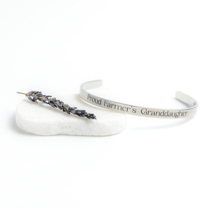 Proud Farmer's Granddaughter Cuff Bracelet